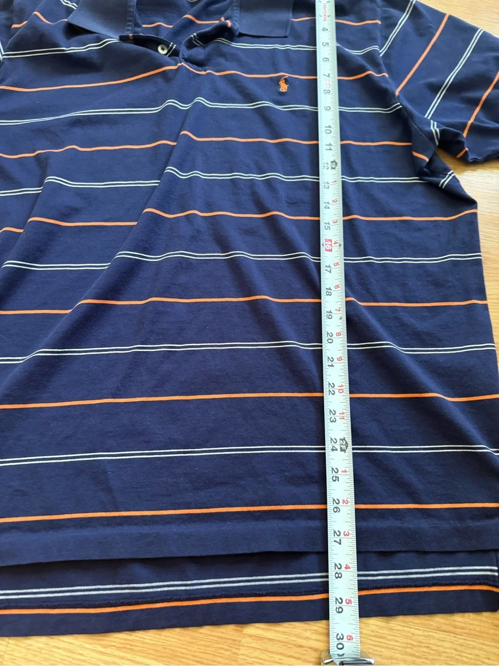 Polo Golf Ralph Lauren Striped Polo Shirt Mens XL Navy Orange White Pima Cotton